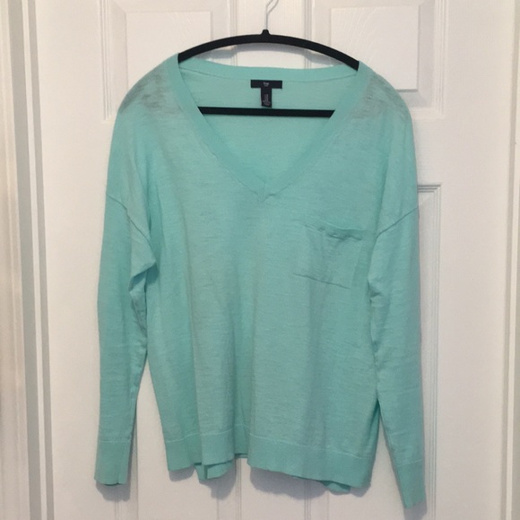 Long sleeve, aqua Gap sweater. Medium. - Picture 1 of 5